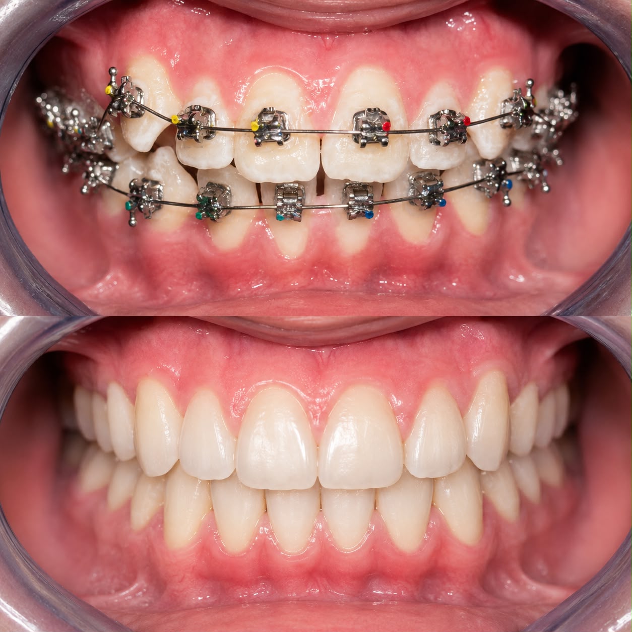 Evolución de tratamiento de ortodoncia con brackets metálicos en Dental Wox, Guadalajara